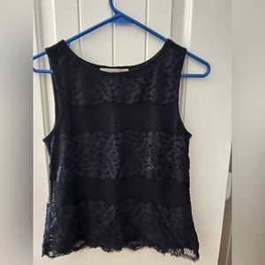 Loft Lace Tank (navy) - XS Petite